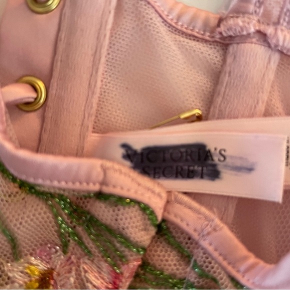New! Victorias Secret Classic Lily Embroidery Corset top pink 20025 - Picture 11 of 13